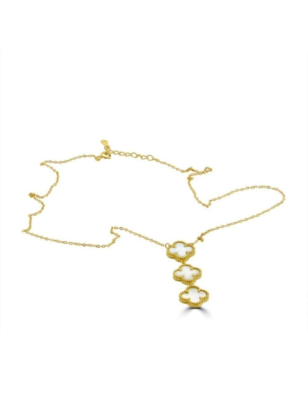 18k GP Sterling Silver Mother of Pearls Necklace - Picture 3 of 4